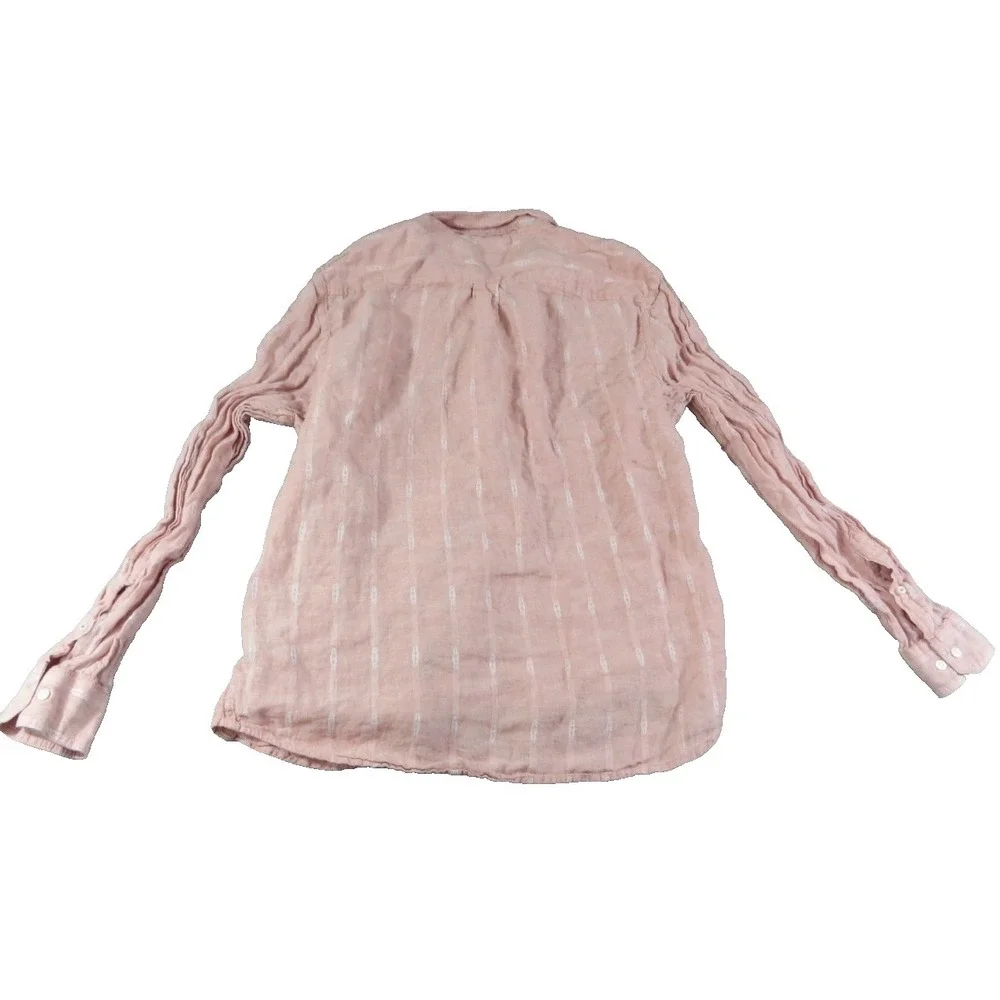 Banana Republic Mens XL Pink Striped Linen Cotton Button Down Shirt Standard Fit